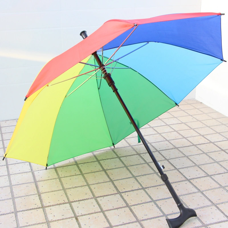 Gift Crutch Handle Umbrella Advertising Crutch Crutch Black Silver Glue Rainbow Shade Umbrella