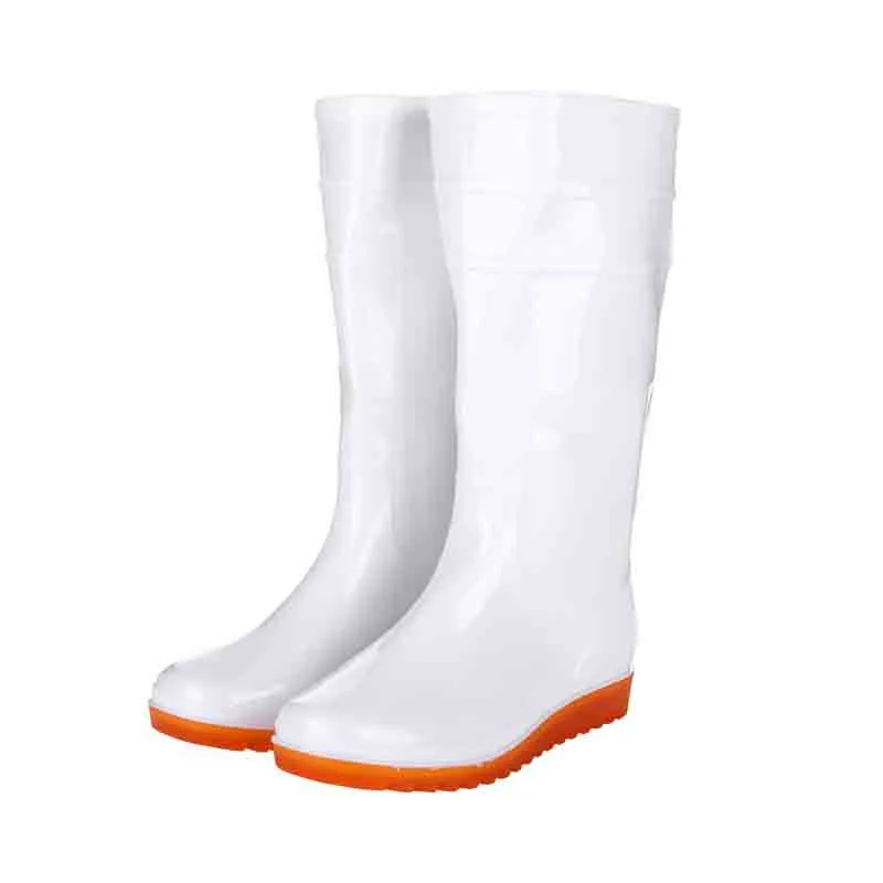 High Health White Food Factory Rain Boots Men Labor Protection Beef Tendon Bottom Work Non-slip Kitchen Water Shoes Wholesale