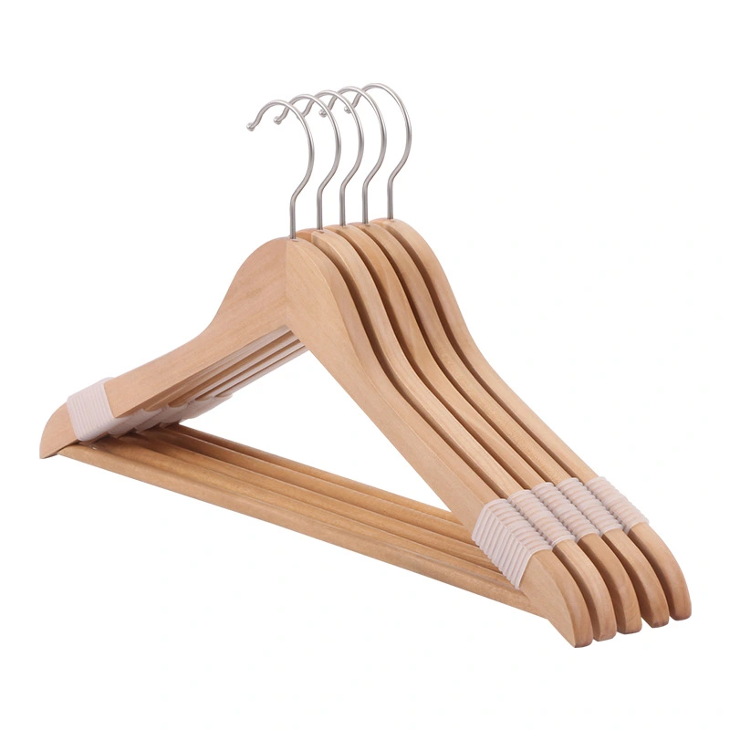 Household Solid Wood Hangers Wooden Clothes Brace Non-slip Seamless Pants Hanging Production Logo Wood Wardrobe Clothes Rack Wholesale