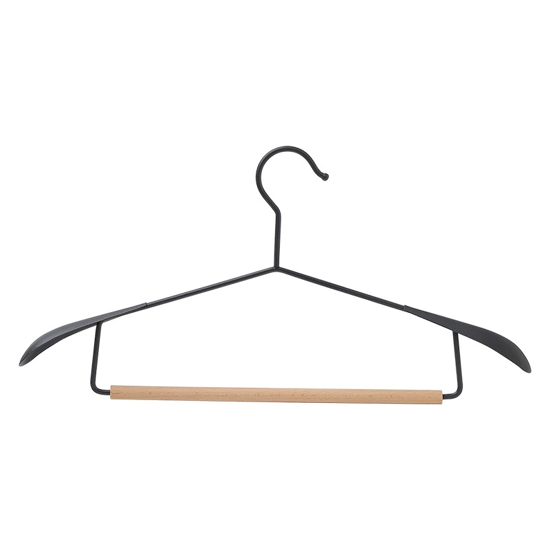 Manufacturers Wholesale Iron Wood Hangers Wood Metal Pants Hanging Unpainted Iron Art Wide Shoulder Clothes Brace Wardrobe Clothes Hanging Spot