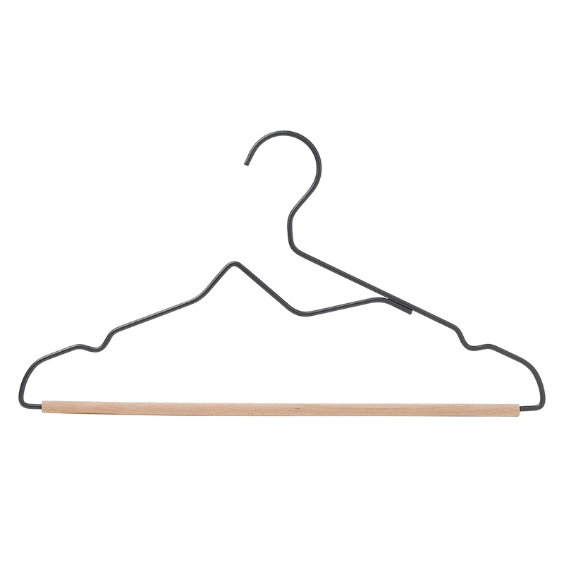 New Coat Hanger Diagonal Collar Iron Art Metal Clothes Support Z Type Wardrobe Wood Clothes Hanger Manufacturers Wholesale