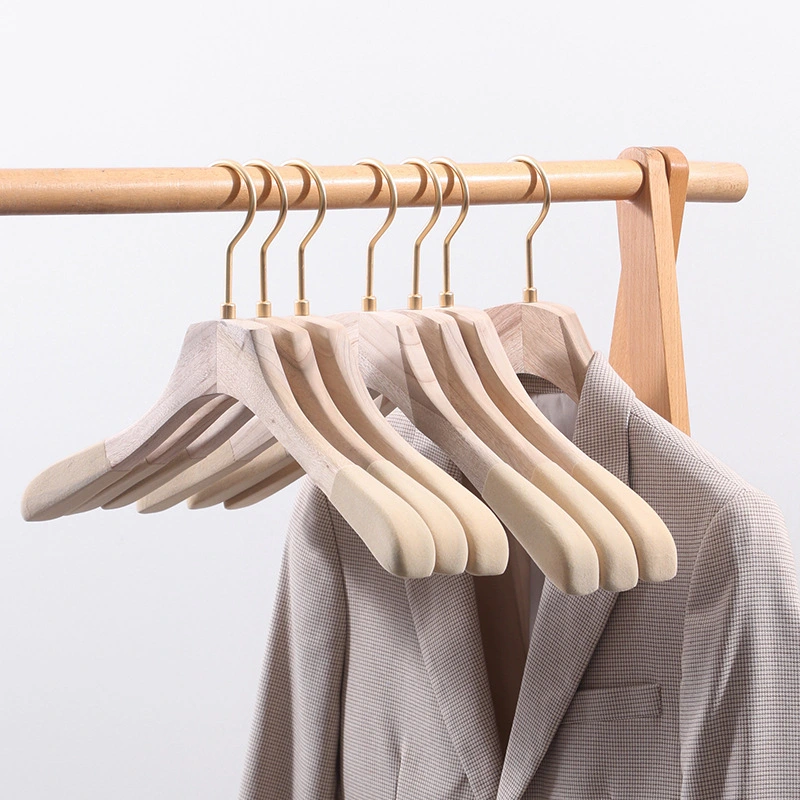 New Flocking Camphor Wood Hangers Mildew Proof Solid Wood Clothes Hangers Non-slip Wooden Clothiers Natural Camphor Wood Hangers