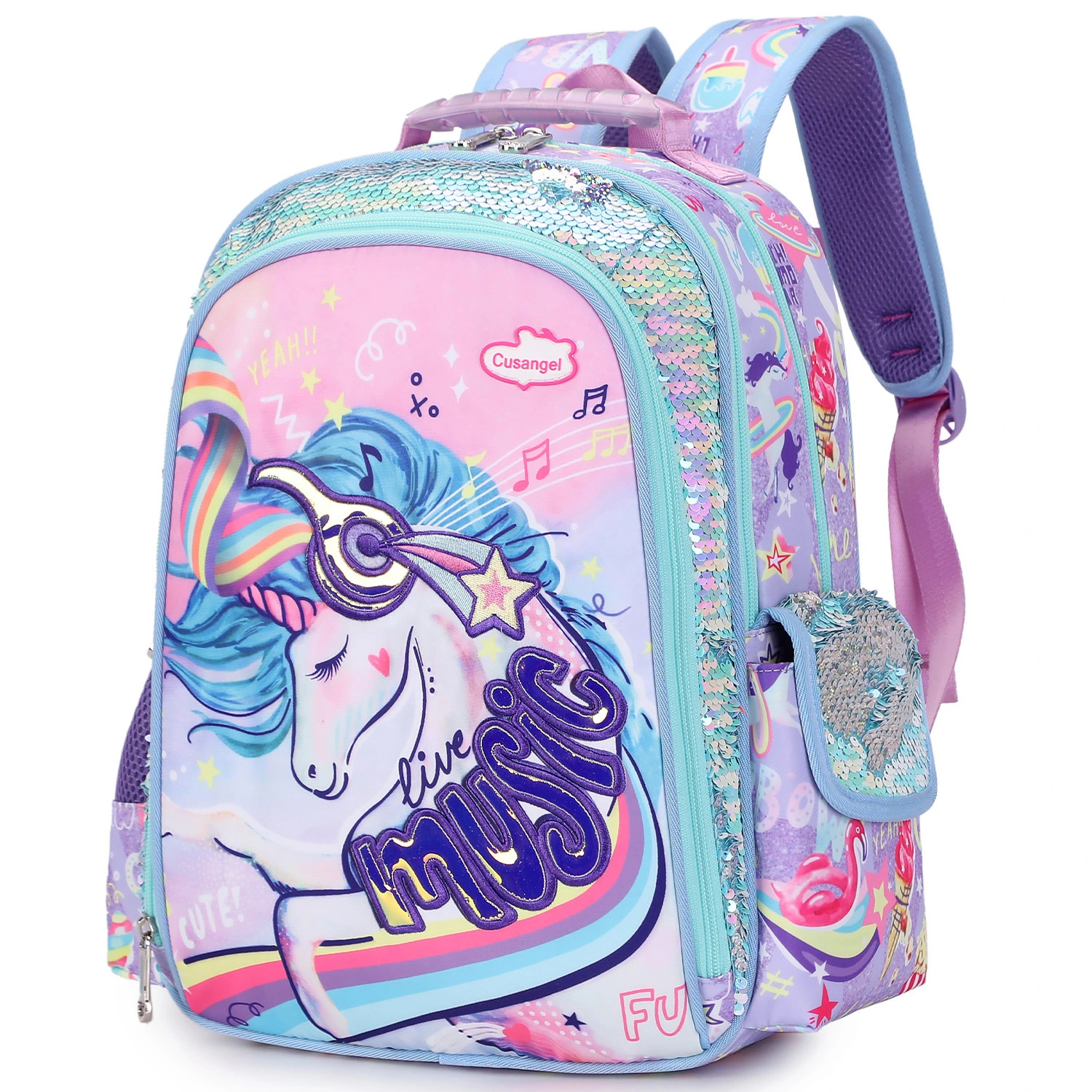 New School Bag for Primary School Students 123-6th Grade to Reduce the Burden and Protect the Spine of Children's Backpack Unicorn Backpack