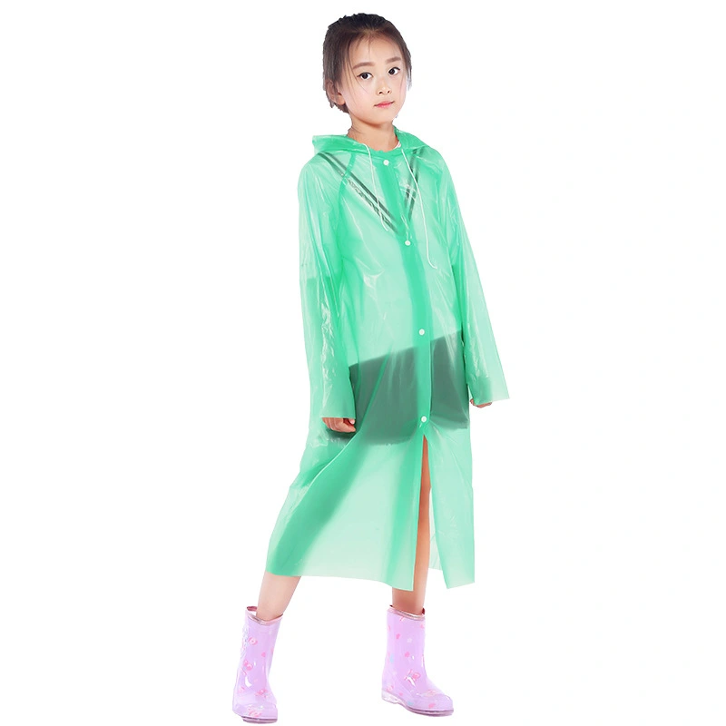 Poncho Disposable Unisex Red Button PEVA Children's Raincoat Poncho Travel Thickening