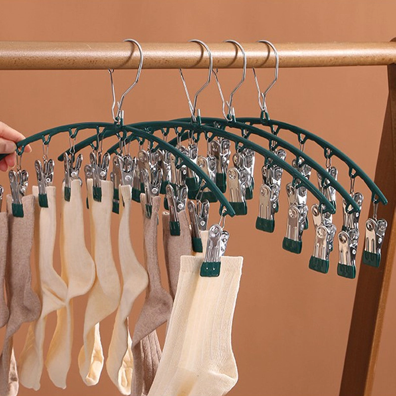 Sock Holder Outdoor Drying Rack Windproof Impregnated Rubber 10 Stainless Steel Drying Rack Impregnated Plastic Coat Rack Non-slip Clamp Balcony Sock Rack