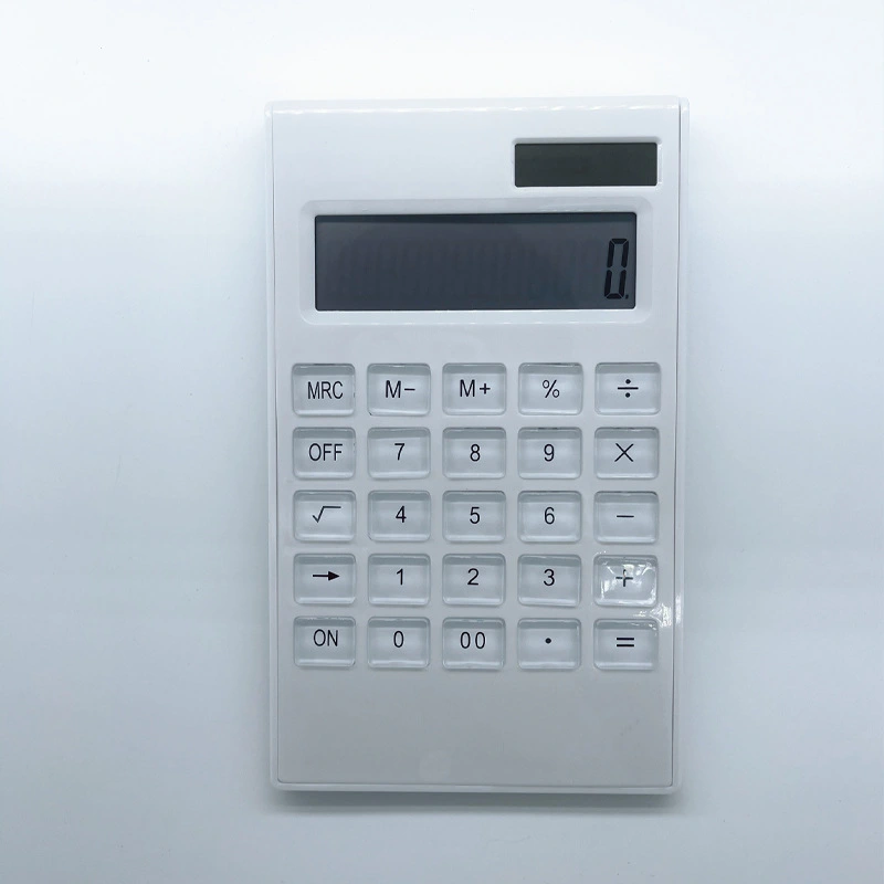 12-Bit Dual Power Solar Desktop Computer Thin Crystal Key White Calculator Can Be LOGO