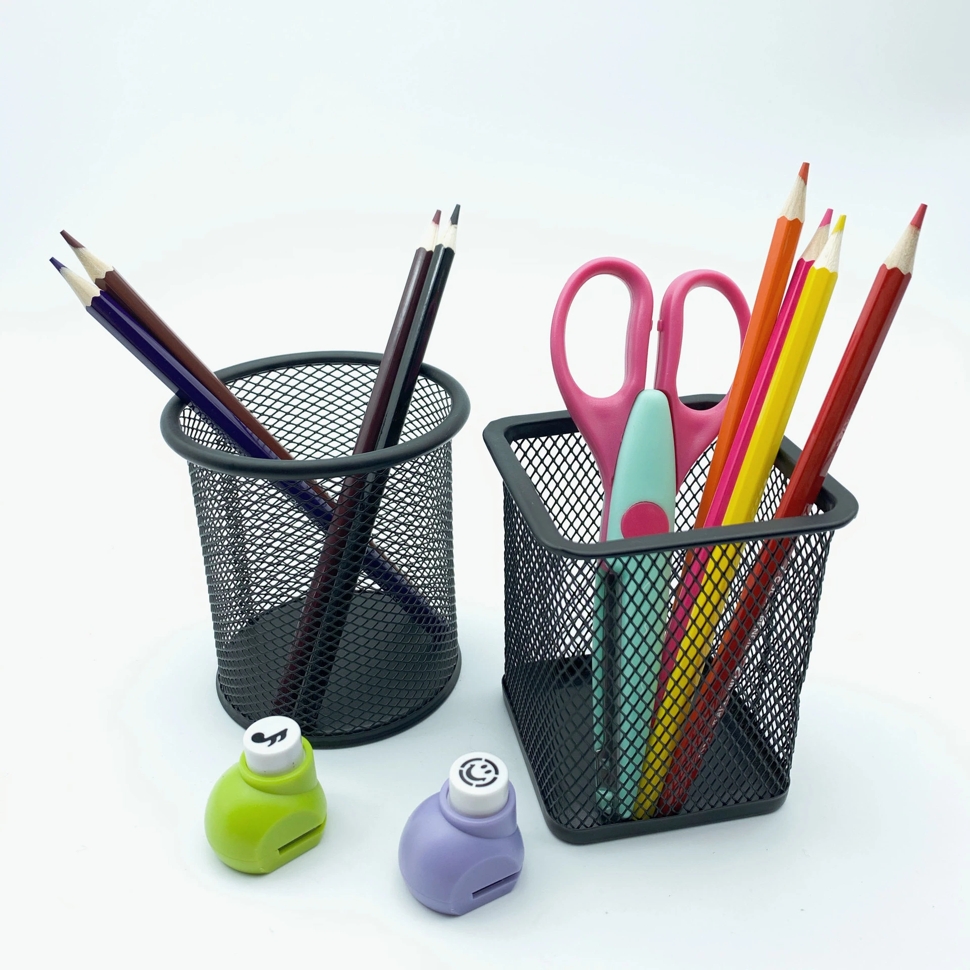 Office Stationery Iron Net Pen Holder Student Stationery Metal Grid Desktop Storage Bucket Combination Stationery Multi-functional Pen Holder