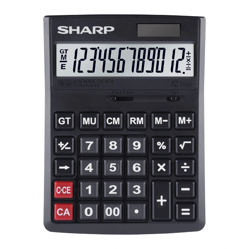 Sharp CH-G12 Large (Black) Business Finance Accounting Desktop Office Solar Calculator