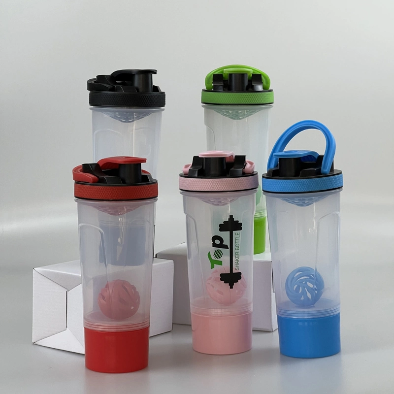 700ml plastic shaker cup with powder cartridge Outdoor fitness water cup muscle protein powder cup Large capacity plastic water cup