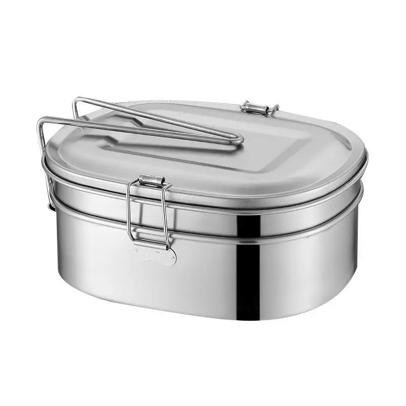 304 stainless steel lunch box rectangular office canteen steamed lunch box thickened double layer lunch box student lunch box