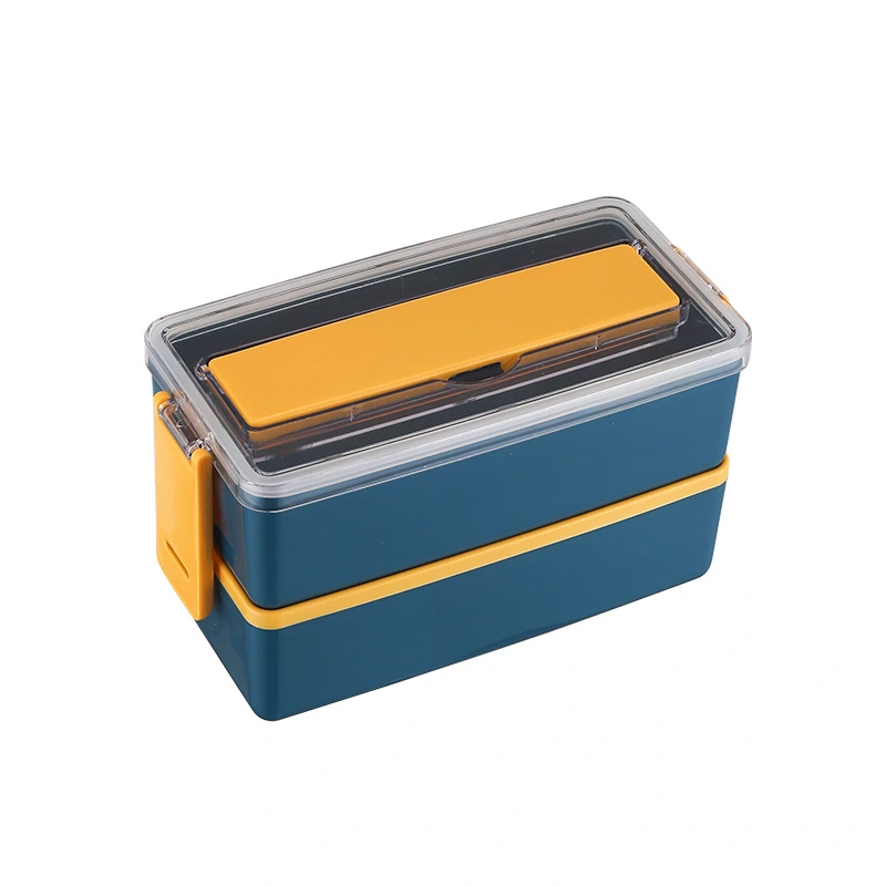 Double plastic lunchbox Student lunchbox Sealed adult crisper Portable large capacity microwavable bento box