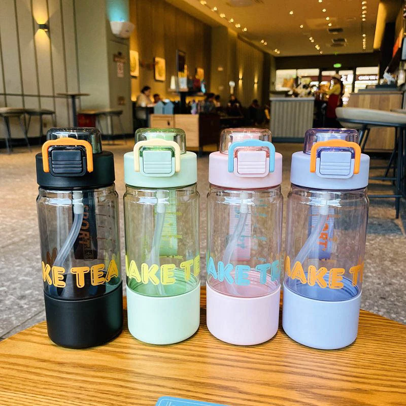 Large capacity water cup men's and women's portable plastic cup women's summer straw cup Student sports kettle fitness large capacity cup