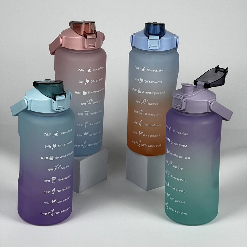 Space Cup plastic cross-border sports water cup Fashion portable frosted gradient color water cup plastic kettle 2L