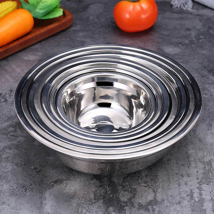 Stainless steel basin thickened soup basin tapeless magnetic circular plate dish plate canteen home soup bowl seasoning basin gift