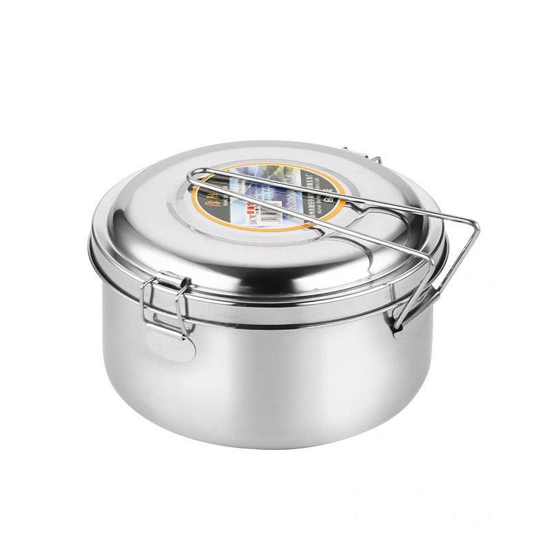 Stainless steel lunch box round thick bento box Nordic insulated lunch box single and double layer canteen rice bowl multi-purpose rice bowl