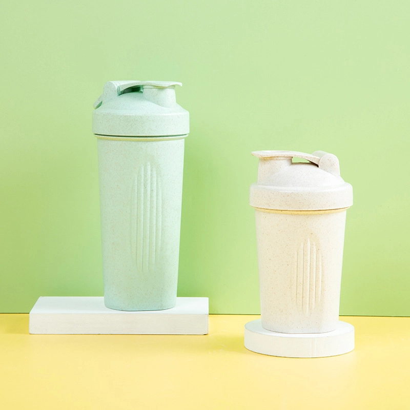 Straw degradable material plastic shake cup Protein powder shake cup Portable fitness cup Shaker cup logo